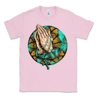 Bubblegum Pink western praying hands prayer rosary  faith cross Classic Tee - BarkalooDesign