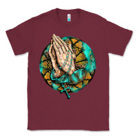 Burgundy western praying hands prayer rosary  faith cross Classic Tee - BarkalooDesign
