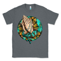 Charcoal Heather western praying hands prayer rosary  faith cross Classic Tee - BarkalooDesign