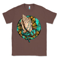 Chestnut western praying hands prayer rosary  faith cross Classic Tee - BarkalooDesign