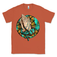 Copper western praying hands prayer rosary  faith cross Classic Tee - BarkalooDesign