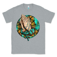 Heather Grey western praying hands prayer rosary  faith cross Classic Tee - BarkalooDesign