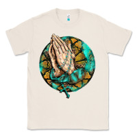 Natural western praying hands prayer rosary  faith cross Classic Tee - BarkalooDesign