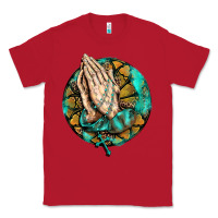 Red western praying hands prayer rosary  faith cross Classic Tee - BarkalooDesign