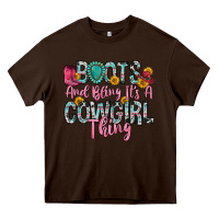 Chocolate Brown boots and bling it s a cowgirl thing Heavy Core Tee - Zillion Design Studio