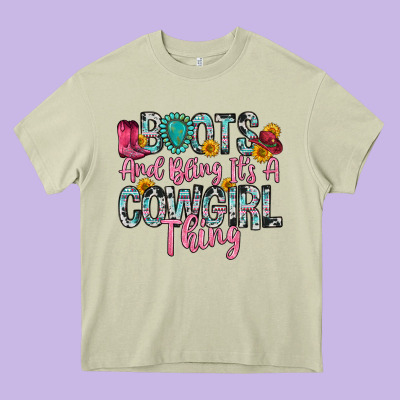 Boots And Bling It S A Cowgirl Thing Heavy Core Tee Designed By Zillion Design Studio