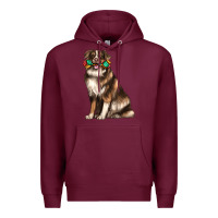 Burgundy australian shepherd with rope toy Premium Hoodie - texasbilliewilder