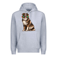 Heather Grey australian shepherd with rope toy Premium Hoodie - texasbilliewilder
