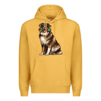 Mustard australian shepherd with rope toy Premium Hoodie - texasbilliewilder
