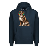 Navy australian shepherd with rope toy Premium Hoodie - texasbilliewilder