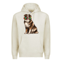 Oatmeal Heather australian shepherd with rope toy Premium Hoodie - texasbilliewilder
