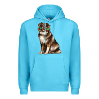 Ocean Blue australian shepherd with rope toy Premium Hoodie - texasbilliewilder