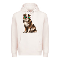Pale Pink australian shepherd with rope toy Premium Hoodie - texasbilliewilder