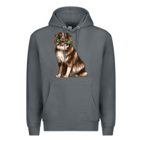 Rock australian shepherd with rope toy Premium Hoodie - texasbilliewilder