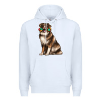White australian shepherd with rope toy Premium Hoodie - texasbilliewilder
