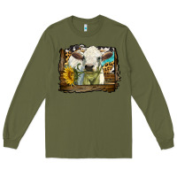 Army Green charolais heifer with western background Long Sleeve Tee - LillyAllenDesigns