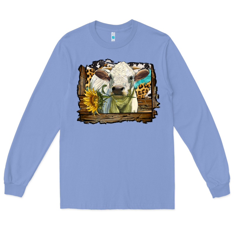 Charolais Heifer With Western Background Long Sleeve Tee by LillyAllenDesigns | Teevron