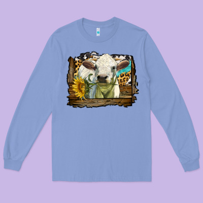 Charolais Heifer With Western Background Long Sleeve Tee Designed By Lillyallendesigns