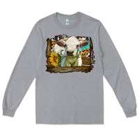 Heather Grey charolais heifer with western background Long Sleeve Tee - LillyAllenDesigns