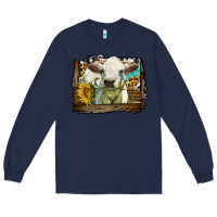 Navy charolais heifer with western background Long Sleeve Tee - LillyAllenDesigns