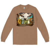 Toasted Coconut charolais heifer with western background Long Sleeve Tee - LillyAllenDesigns
