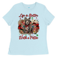 Baby Blue Christmas life is better with a pittie Ladies Tee - JahusDesignShop