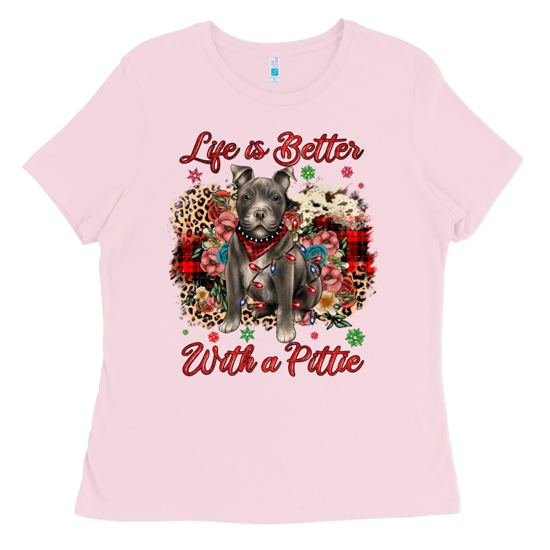 Christmas Life Is Better With A Pittie Ladies Tee by JahusDesignShop | Teevron