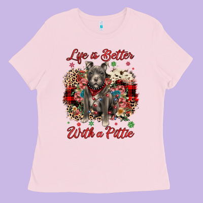 Christmas Life Is Better With A Pittie Ladies Tee Designed By Jahusdesignshop