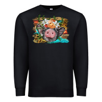 Black baby pig with floral and western background Premium Sweatshirt - BarkalooDesign