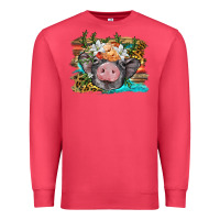 Cardinal baby pig with floral and western background Premium Sweatshirt - BarkalooDesign