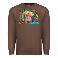 Chestnut baby pig with floral and western background Premium Sweatshirt - BarkalooDesign