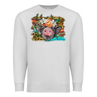 Dove Grey baby pig with floral and western background Premium Sweatshirt - BarkalooDesign
