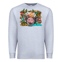 Heather Grey baby pig with floral and western background Premium Sweatshirt - BarkalooDesign