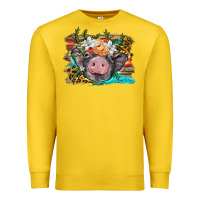 Lemon baby pig with floral and western background Premium Sweatshirt - BarkalooDesign