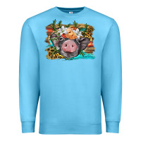 Baby Pig With Floral And Western Background Premium Sweatshirt | Teevron