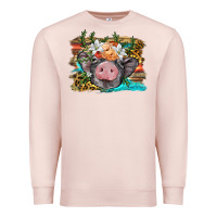 Pale Pink baby pig with floral and western background Premium Sweatshirt - BarkalooDesign