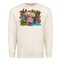Sandshell baby pig with floral and western background Premium Sweatshirt - BarkalooDesign