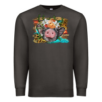 Smoke baby pig with floral and western background Premium Sweatshirt - BarkalooDesign