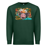 Sports Green baby pig with floral and western background Premium Sweatshirt - BarkalooDesign