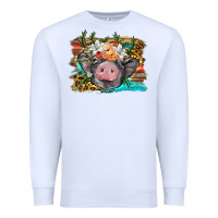 White baby pig with floral and western background Premium Sweatshirt - BarkalooDesign
