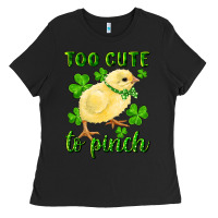 Black Too Cute To Pinch Chick Ladies Tee - RanaPortraitStore