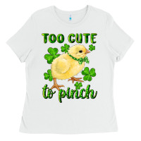 White Too Cute To Pinch Chick Ladies Tee - RanaPortraitStore