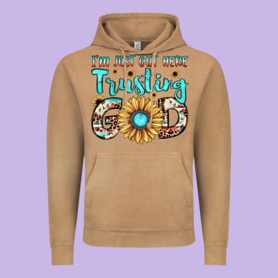 I'm Just Out Here Trusting God Vintage Hoodie Designed By Jahusdesignshop