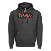 Charcoal Heather checkered mama Zipper Hoodie - MaliasSmallBusiness