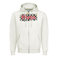Oatmeal Heather checkered mama Zipper Hoodie - MaliasSmallBusiness