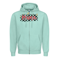 Seafoam checkered mama Zipper Hoodie - MaliasSmallBusiness