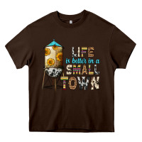 Chocolate Brown life is better in a small town Heavy Core Tee - Zillion Design Studio