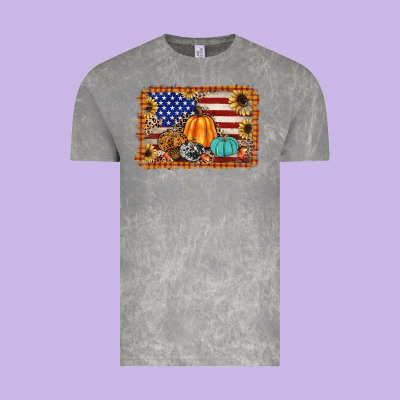 American Flag Fall Backgraund Vintage Tee Designed By Jahusdesignshop