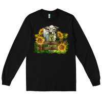 Black charolais heifer with sunflowers Long Sleeve Tee - LillyAllenDesigns