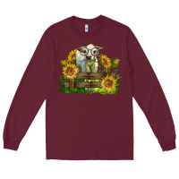 Burgundy charolais heifer with sunflowers Long Sleeve Tee - LillyAllenDesigns